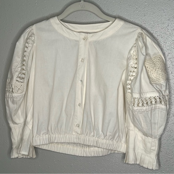 New Sea New York Thora Thread Pull Puff Blouse Size Small - Picture 4 of 12